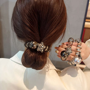 เชือกผูกผมประดับพลอยเทียมรูปดาวแฟชั่นใหม่เชือกผูกสายโทรศัพท์ติดเพชรยืดหยุ่นสูงเครื่องประดับที่คาดผมแบบผ้า