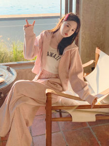 Pink Sakura Sporty Style Womens Two-Piece Set Autumn 2024 Long Sleeve Hoodie Wide Leg Pants Casual Fashion Outfit