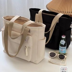 Japanese Style Large Capacity Commuter Tote Bag Thickened Nylon Handbag Simple Shoulder Bag for Students And Office Workers