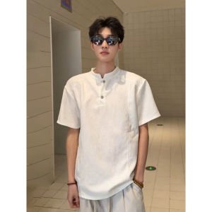 ZHUOCAN | Cool Feeling Tree Texture Short Sleeve T-Shirt
