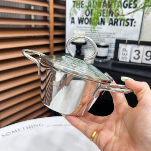 Mini Double Ear Stainless Steel 304 Multipurpose Small Saucepan Baby Complementary Food Pot Baking Pot Three Layer Composite Steel