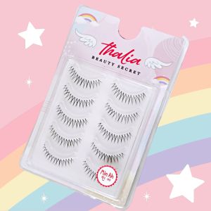 Thalia Beauty Secret ขนตาปลอมแกนใส ขนตาปลอมสไตล์เกาหลี ขนตาปลอมธรรมชาติ 5 คู่ คลิปหนีบขนตา
