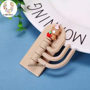 [UNIKUSUKA] Gantungan Hook Dinding Tempel 3 kait karakter Lucu Hanger gantungan Dinding tempel Serbaguna