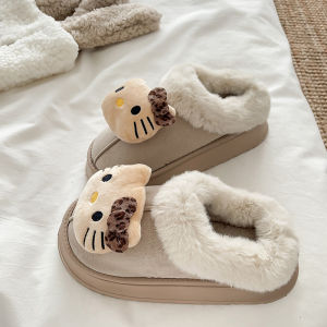 Dép Bông KT Cat Dễ Thương 2025 Dép Bông Đế Dày Lót Lông Cừu Ấm Áp Cho Nữ Dép Bông Mùa Thu Đông Dùng Trong Nhà Dép Bông
