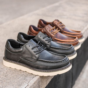 Retro American Style Low Cut Work Shoes Martin Boots Large Size Mens Outdoor Casual Genuine Leather Big Head Trendy Shoes