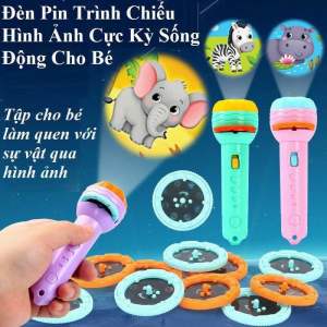 (Tặng kèm pin) Đèn Pin Chiếu Hình Cho Bé - 80 Hình Chiếu Ngộ Nghĩnh. Đồ chơi cho bé phát triển trí não