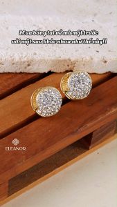 Bông tai nữ chuôi bạc 925 Eleanor Accessories hình tròn đính đá phụ kiện trang sức khuyên tai 9429