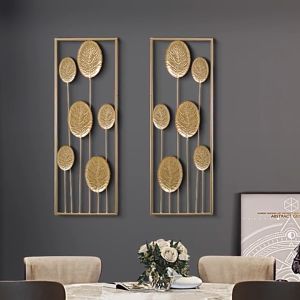 กรอบรูปใบไม้สีทองติดผนัง ตกแต่งบ้าน ห้องนั่งเล่น โถงทางเดิน ใบไม้มีหลากหลายแบบ