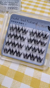 SKISOPGO 10 Row False Eyelashes Glue Free Natural Reusable Cluster Large Capacity Adhesive Eyelash Extension