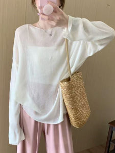 Casual Loose Knitted round Neck Top Womens Versatile Thin Style Outerwear Spring Summer New Arrival Korean Lazy Style Fashion