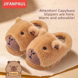 JIFANPAUL | Childrens Cotton Slippers 2025 Autumn Winter New Arrival Kids Capybara Fleece Indoor Home Shoes