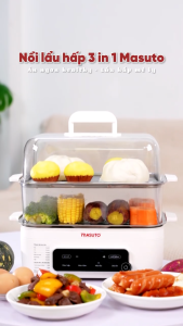 Nồi Lẩu Hấp Đa Năng MSSteam Masuto 3in1 Vừa Lẩu Vừa Hấp Vừa Hầm Công Suất 1500W Dung Tích 145LCông Nghệ Hơi Nước 3DChế Độ Hẹn Giờ 24h