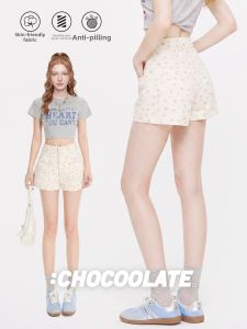 Korean Fresh Floral Skinny Denim Shorts