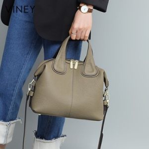 Viney Fashion Large Capacity Leather Crossbody Bag Womens Handbag Shoulder Bag Casual British Style Soft Handle Purse
