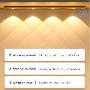 ERANPO 20cm/30cm/40cm/60cm/80cm 3 Colors Dimmable LED Night Light Motion Sensor Wireless led wall light USB Wine cooler Light For Kitchen Cabinet Bedroom Wardrobe Indoor Lighting