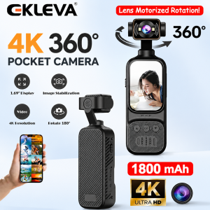 EKLEVA 4K Portable MINI Vlog Camera Pocket Sports Camera with djustable rotating len Handheld Stabilizer Body Camera Video Recording