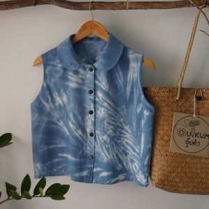 มัดย้อมเสื้อแขนกุดปกบัว