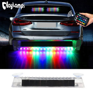 16 LED Wireless Colorful remote control Car LED Alarm Lights Car Solar Flashing Warning Light  Universal Interior Decoration