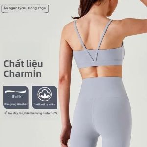 Áo Tập Yoga Nữ Chuyên Nghiệp Có Mút Ngực Tháo Rời Chống Sốc Thoáng Khí Định Hình Cơ Thể Chất Liệu Dệt Kim Nylon Spandex