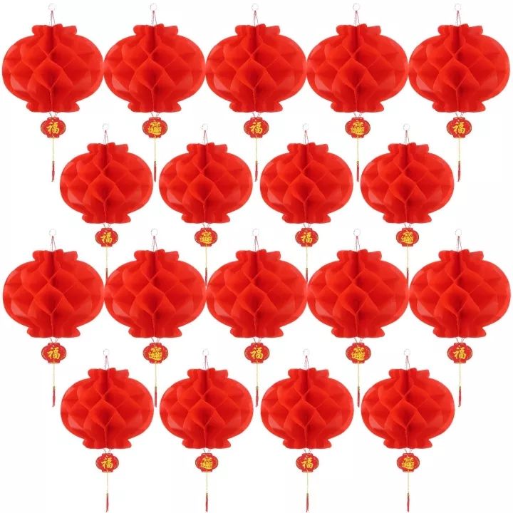 Polocat (🔥CNY 2025) 20 Pieces Red Chinese Lanterns Decorations Foldable ...
