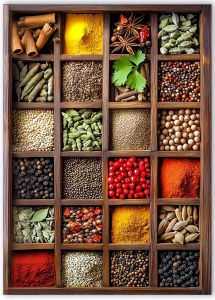 1000pcs Jigsaw Puzzle & Spice Box Combination - White Rectangle Design with Vivid Spice Art Portable Adult DIY Hobbyist Puzzle
