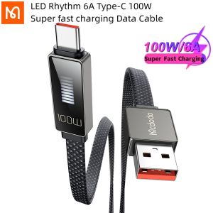 Mcdodo LED Rhythm 6A 100W USB A to Type-C Super fast charging Fully Compatible Wire Cord Data Cable Compatible with QC4.0+ SCPFCPAFCSuper VOOC2.0/1.0/VOOC3.0 fast charging protocols For Huawei Honor:100W/66W/40W/22.5W/18W OPPO: 65W/30W/20W
