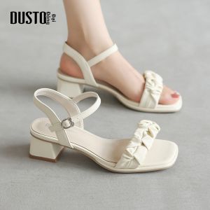 DUSTO | Dép Mules Gót Dày Pháp Một Quai Đeo
