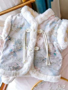 Thickened Fleece Baby Vest Autumn Winter Childrens Clothes Warm New Year Visit Outfit Baby Girl Cotton Polyester Ethnic Style