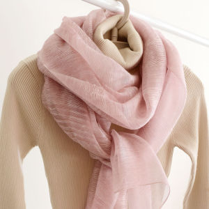 Silk Wool Blend Long Scarf Womens Multifunctional Spring Autumn Winter Business Style Pure Color Rectangle Shape Scarf
