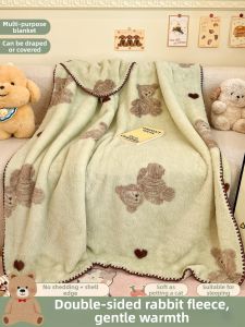 Kiss Dear | Double-Faced Thickened Rabbit Velvet Blanket for Versatile Use