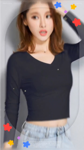[ Xả Kho ] Áo Thun Croptop Cổ Tim Dài Tay Dáng Ôm Body Vải Co Giãn Màu Trơn Basic Trẻ Trung
