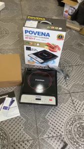 Bếp Từ Cảm Ứng POVENA Mặt Kính Cường Lực Siêu Bền Công Suất 2000W Chế Độ Tự Ngắt Hẹn Giờ Tiết Kiệm Điện TẶNG Kèm Nồi