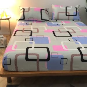 3in 1 bed sheet (1 bed sheet+2 pillowcases) Modern home style design Single double two size high-quality semi cotton bedding COD
