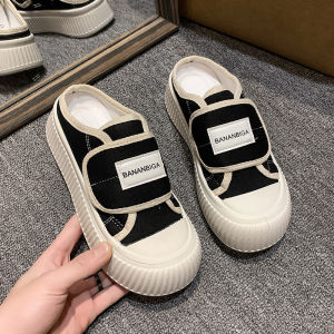 Womens Casual Canvas Slip-On Shoes Summer Outdoor Wear Flat Heel Street Style round Toe Fashionable Trendy Flat Sandals