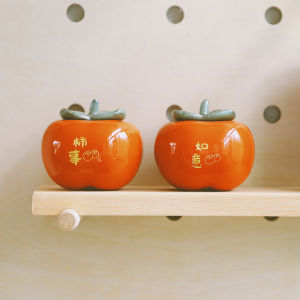 Original Couple Peach Blossom Bud Ceramic Jar Japanese Style Decorative Storage Container for Wedding Snacks Dried Fruits