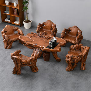 Retro Style Root Carving Tea Table And Chair Set Integrated Gongfu Tea Making Table Outdoor Balcony Small Home Style Tea Set