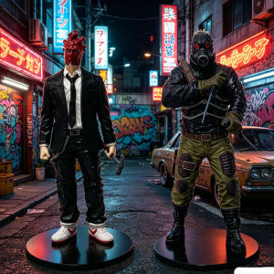 Bandai | In Stock Anime Dorohedoro Kaiman Shin Lizard Head Gas Mask Action Figure Pvc Desktop Ornament Model Collection Toys Gifts