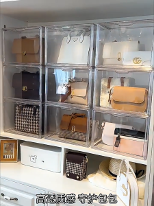 SUNOOM กล่องพีอีทีใสเก็บของ กล่องพีอีทีเก็บกระเป๋า ตู้พีอีทีโปร่งใสกันฝุ่นเก็บของ ตู้พีอีทีเก็บกระเป๋า รองเท้า กล่องพีอีทีอเนกประสงค์