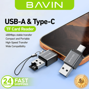 BAVIN O90 Portable OTG Adapter USB-A & Type-C TF / SD Card Reader | 480Mbps High-Speed for Laptop Phones & Tablet