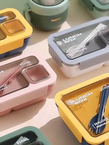 Kotak Makan Bento Anti Tumpah 1100 ml Sendok Garpu + Kotak Sambal