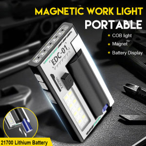 Rechargeable Emergency Lamp Super Bright LED COB Dual-Light 21700 3000mAh Portable EDC Work Light 6 Modes w/ Digital Display