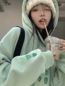 QIANSHUIYIYUN | Fleece Lined Hooded Womens Sweatshirt Jacket