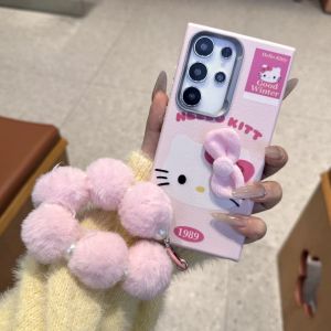 Casepark Leather Case For Samsung S24 Ultra S23FE S23 Ultra A11 A12 A13 A14 A15 A22 A32 A52 A72 A23 A33 A53 A73 A34 A24 A35 A55 A03 A04 A06 A16 A20 A30 A21 A30 4G 5G 3D Bowknot Doll With Chain Colorful Simple Retro Style Leather Cases