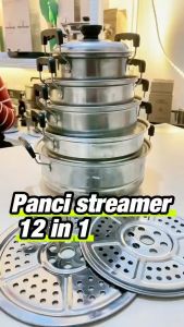 Panci Stainless Set Panci Kukus Steamer & Panci Stainless Per Set 5 Panci Plus 2 Sarangan