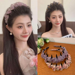 Lưới xếp li Băng đô thời trang hàn quốc thanh lịch răng chống trượt tóc băng buộc đầu phụ kiện cho phụ nữ