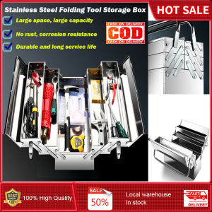 ⭐️【Local warehouse+COD】⭐2-Layer Foldable Industrial-Grade Stainless Steel Toolbox - Heavy-Duty Multipurpose Storage For Home & Car Use