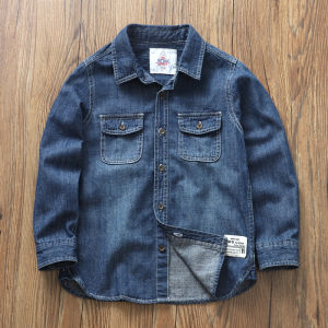 Soft Cotton Denim Shirt for Boys Slim Fit Bamboo Rayon Spring Autumn Wear Comfortable Long Sleeve Shirt Pure Color Shirt