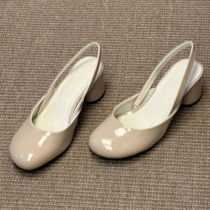 FANGXI | French Round-Toe Ankle Strap Coarse Heel Shoes