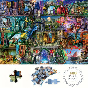 1 Box of 1000 "Dream Castle and Dragon" Puzzle Pieces - 50cm x 70cm / 19.7in x 27.6in - Frameless - Perfect for DIY Enthusiast