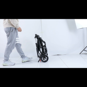 Aluminium Lightweight Foldable & Portable Transport Wheelchair Aluminum Travel Transport Wheel Chair with handbrake ltra-Light Wheelchair for The Elderly